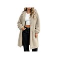 thumbnail image 5 of Zynoxe Women's Hooded Jackets With Side Pockets Casual Solid Color Long Sleeve Fuzzy Fleece Coat Relaxed Mid-Length Open Front Cardigan Jackets Warm Plush Outerwear Jackets for Women S, 5 of 9
