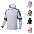 thumbnail image 3 of jsaierl Rain Coat Women Waterproof Hooded Utility Outdoor Hiking Windbreaker Fall Lightweight Jacket Full Zip Pocketed Trench Coat, 3 of 3