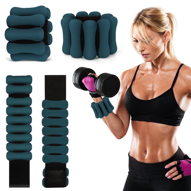 Cshidworld Pesas de Tobillo, Pulsera Ajustable de Muñeca de 2lbs para Mujer y Hombres – Juego de 2 Pesas de Muñeca (1 lb Pieza) / Bandas de Brazo con Peso para Gimnasio en Casa, Pilates, Yoga, Correr