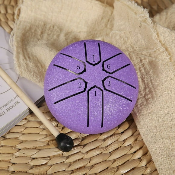 Qaailabf Buddha Stones Mini Steel Tongue Drum 3 Inch Handpan with 6 Tones in A Scale - Pocket Size Percussion Instrument for Sound Healing Therapy, Stress Relief, Yoga, Meditation - Complete Kit