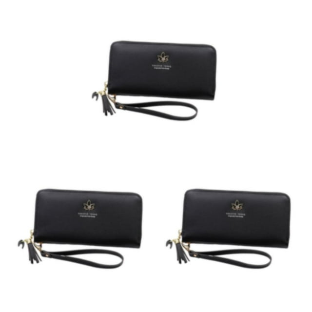 relayinert Ladies Wallet With Multiple Compartments Everything for At Fingertips Fashionable black 3Set
