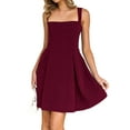 thumbnail image 3 of Womens 2025 Mini Sleeveless Dress Backless Tie Square Neck Short Party Dress Wine Red L, 3 of 9