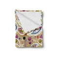 thumbnail image 2 of Abstract Soft Flannel Fleece Throw Blanket, Pattern of Paisley Inspired Motifs Botanical Items Leaves Polka Dots, Cozy Plush for Indoor and Outdoor Use, 70" x 90", Pale Camel Multicolor, by Ambesonne, 2 of 5