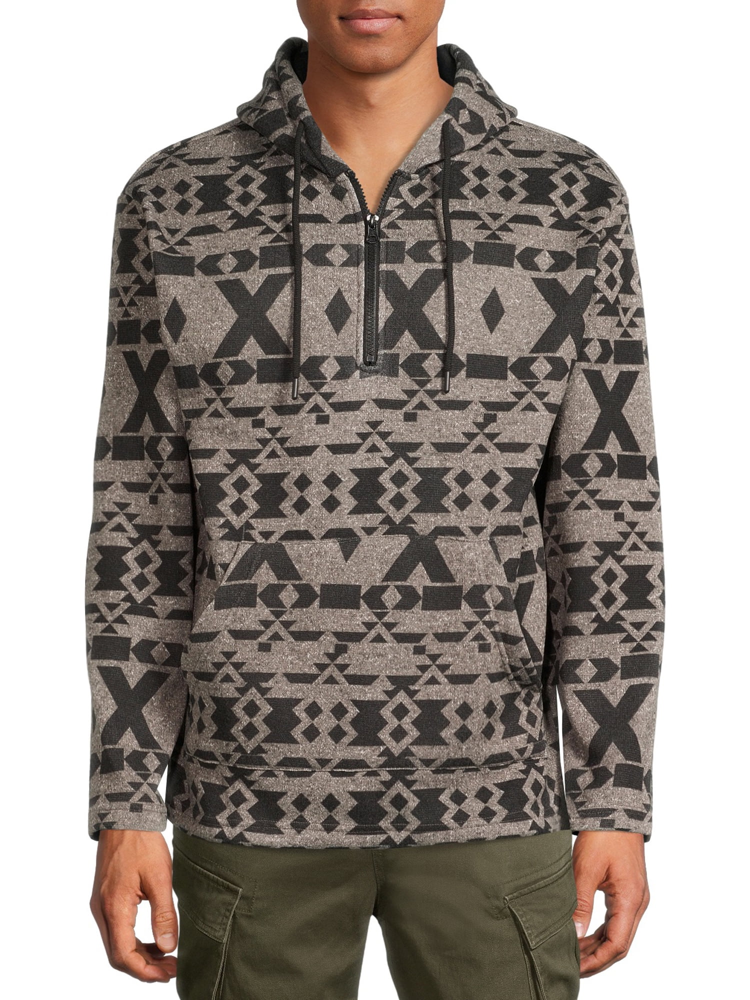 aztec print fleece pullover mens