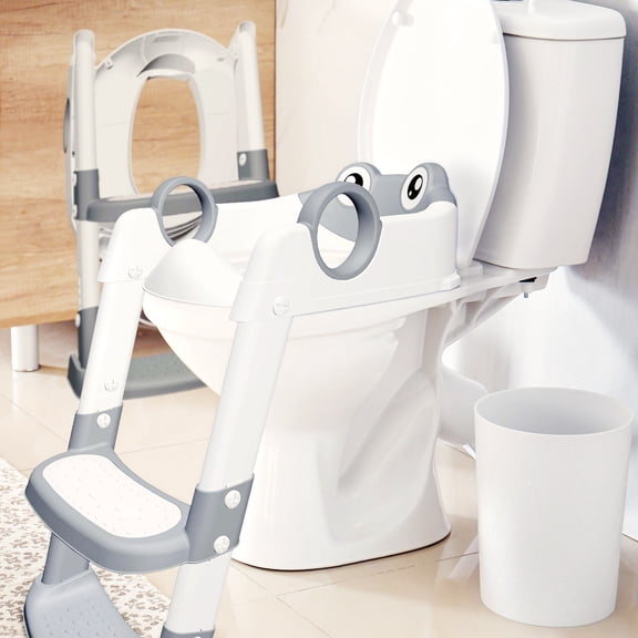 Uarter Infant Toilet Ladder with Foldable Design Portable Potty Training Seat Adjustable in Height with Non-Slip Pads, Suitable for Boys and Girls.