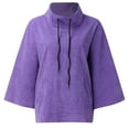 thumbnail image 3 of Vedolay Womens Tops Casual Hoodies for Women Oversized Sweatshirts Pullover Long Sleeve Half Zip Hoodies Fall Tops,Purple M, 3 of 5