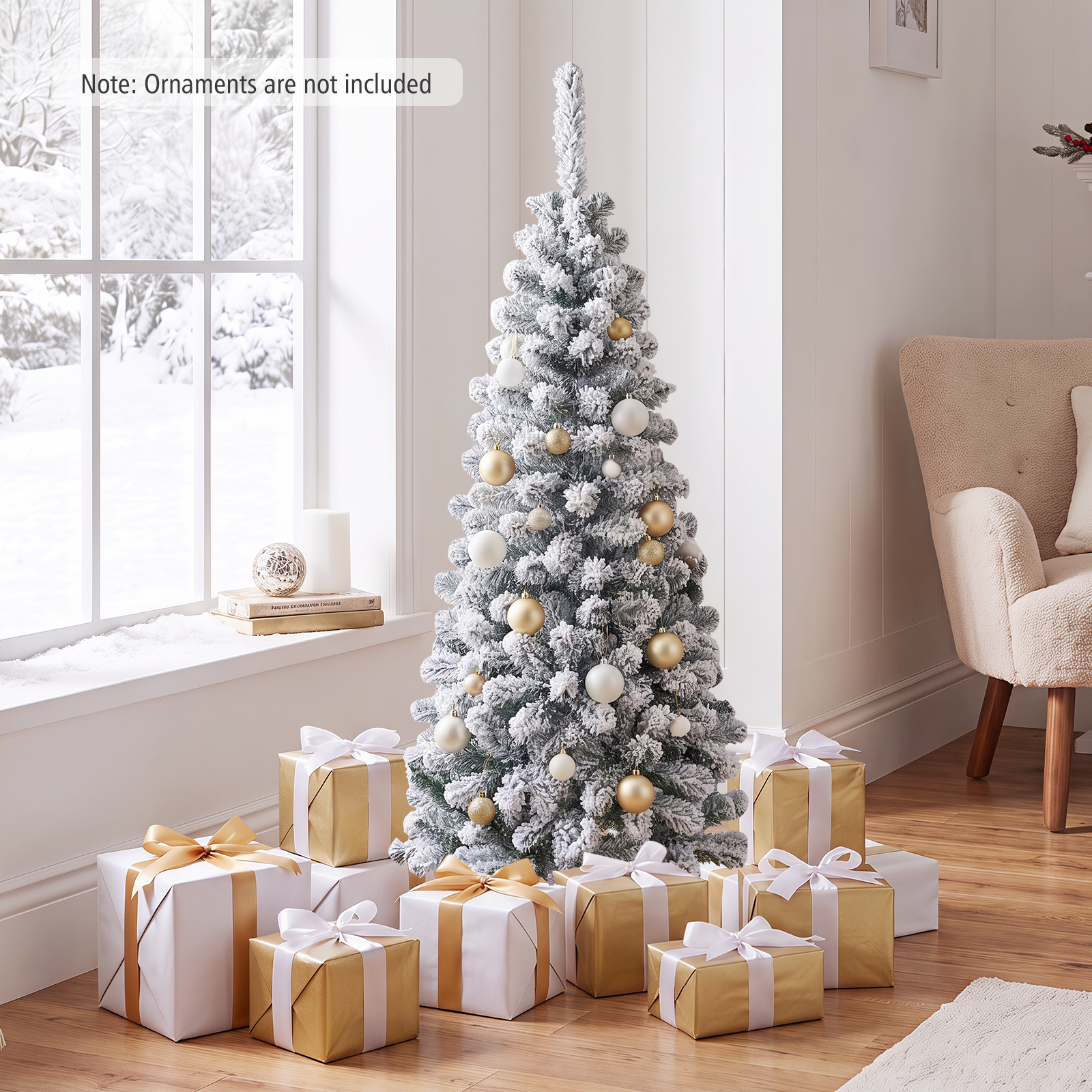 Costway 4.5-Foot Flocked Pencil Christmas Tree with 242 Tips photo 6