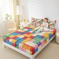 thumbnail image 4 of jejeloiu 3D Games Twin Sheet Sets,Building Blocks Twin Fitted Sheet,Colorful Toy Brick Flat Sheet For Boys Girls,Luxury Bedroom Decor,3pcs, 4 of 7