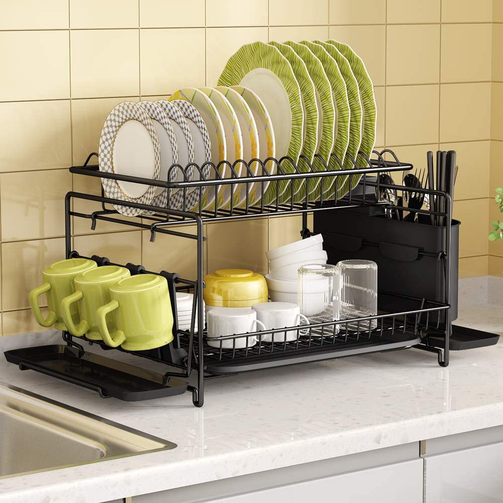Apofly Cup Drying Rack Glass Stand Holder Wrought Iron Glass Cup Drainer Desktop Cup Hanger Storage Organizing Rack for Home Kitchen Bar 
