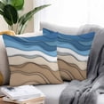 thumbnail image 2 of Blue Brown Ombre Outdoor Pillow Covers Pack of 2 Blue Gradient Abstract Wave Geometric Waterproof Throw Pillow Covers Decorative Cushion Cases for Patio Garden Tent Balcony Couch 18x18 inch, 2 of 8