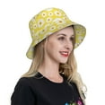 thumbnail image 4 of Yiaed Daisies Flowers Print Reflective Stripe Bucket Hat Unisex Funny Outdoor Fisherman Cap Beach Sun Hat, 4 of 5