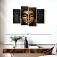 thumbnail image 3 of Elephant Stock Gold Stained Buddha Head Wall Art - Horizontal Multi Panel Canvas - Living Room Wall Decor - People Multi Panel - Gray And Black Decor - 36" x 22", 3 of 8