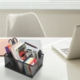 thumbnail image 4 of MyGift Rectangular Metal Mesh Office Supplies Storage Organizer, Black, 4 of 7