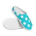 thumbnail image 3 of Rateoe Aqua And White Polka Dot Print Women's Men's Cotton Knit Slippers Lightweight Memory Foam Indoor House Shoes with Anti-Skid Sole-46/47, 3 of 7
