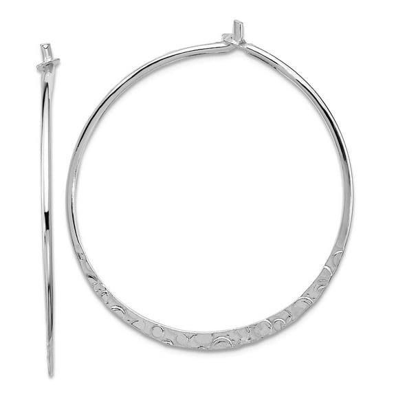 925 Sterling Silver Polished and Hammered Large Round Hoop Earrings 29.15x30.2mm Wide 0.7mm Thick Hoop Earring for Women