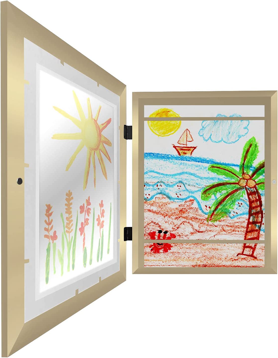 Americanflat 10x12.5 Kids Art Frame with Mat for 8.5x11, Gold, 2 Pack