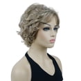 thumbnail image 5 of Women's Short Curly Wavy Wig Synthetic Hair Full Wig for Daily Use, 6 inches, Dark Blonde with Highlights, 5 of 11