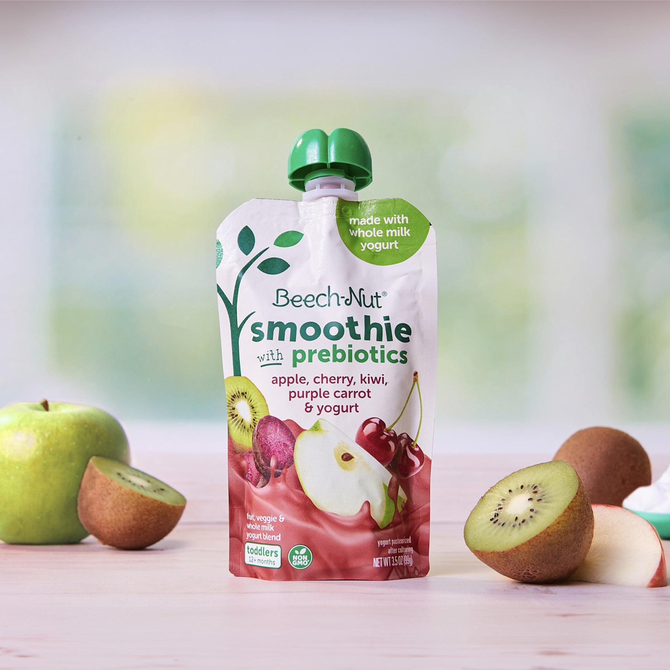 Beech-Nut Smoothie + Prebiotics for Toddlers, Apple Cherry Prpl Carrot Yogurt, 3.5oz, 12pk