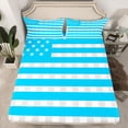 thumbnail image 2 of Homewish Fashion American Flag Full Size Sheets, Blue Plaid Stripes Bed Sheets, Modern Abstract Ombre Sheet Sets, Ultra Soft Bedroom Decor, 4pcs, 2 of 7