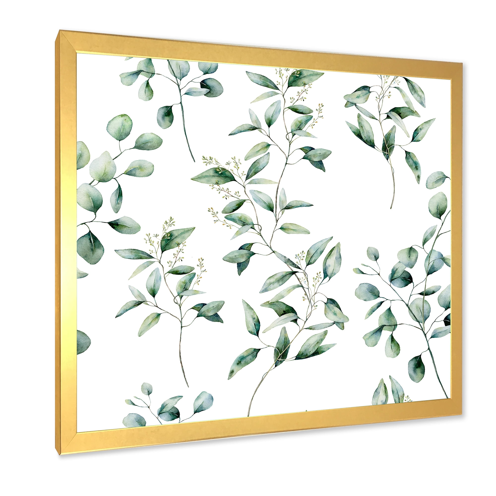 Designart 'Green Eucalyptus Plant Branches IV' Traditional Framed Art Print