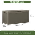 thumbnail image 5 of Uforic 100 Gallon large Deck Box, Outdoor Resin Storage Box, Outdoor Container for Patio Garden, Waterproof, Lockable, Light Brown, 5 of 8