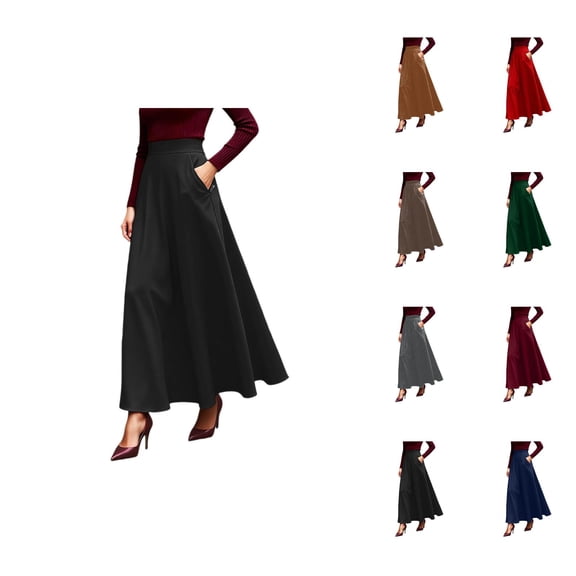 Elegant Maxi Skirts for Women High Waisted Ankle Length A Line Flowy Long Skirts with Pockets