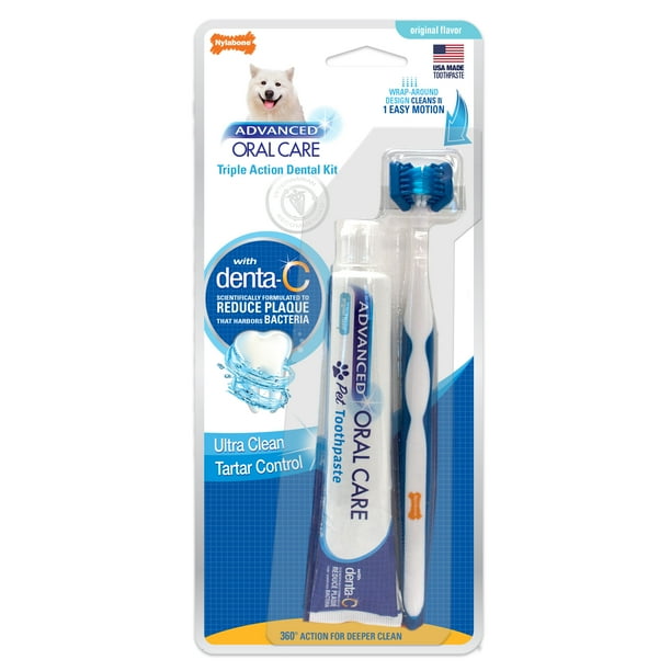 Find out which dog toothpaste fits your dog's needs best, why a special dog toothpaste is so important for your pup's health, and how to pick the right one. nylabone advanced oral care triple action dog dental kit original flavor 2 5 oz