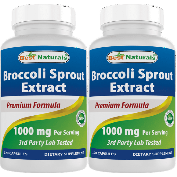 2 Pack Best Naturals Broccoli Sprouts Extract 1000 mg 120 Capsules