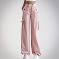 thumbnail image 2 of HAPIMO Women's Wide Leg Denim Pants High Waist Button Fashion Solid Relaxed Trousers Fit Casual Daily Pink M, 2 of 8