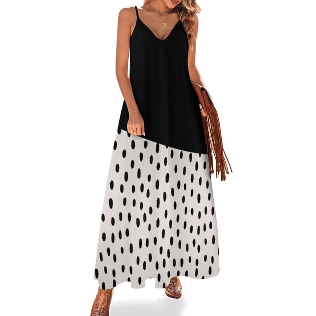 Vestido sin mangas con pinceladas de pintura de marfil negro geométrico moderno vestidos de noche de lujo vestido de fiesta elegante de lujo para mujer