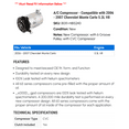 thumbnail image 2 of A/C Compressor - Compatible with 2006 - 2007 Chevy Monte Carlo 5.3L V8, 2 of 2