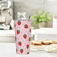 thumbnail image 5 of 20oz Tumbler With Lid And Straw, Red Strawberry Vacuum Insulated Iced Coffee Mug， Reusable Travel Cup Stainless Steel Water Bottle, 5 of 6
