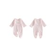 thumbnail image 2 of Cjfdfy Newborn Baby Girl Footed Fall Clothes Romper Adorable Bow Embroidery Ruffle Long Sleeve Plaid Jumpsuit Infant Cute Going Coming Home Fall Winter Outfit, 2 of 9
