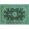 thumbnail image 1 of Ahgly Company Machine Washable Indoor Rectangle Medallion Turquoise Blue Traditional Area Rugs, 6' x 9', 1 of 4