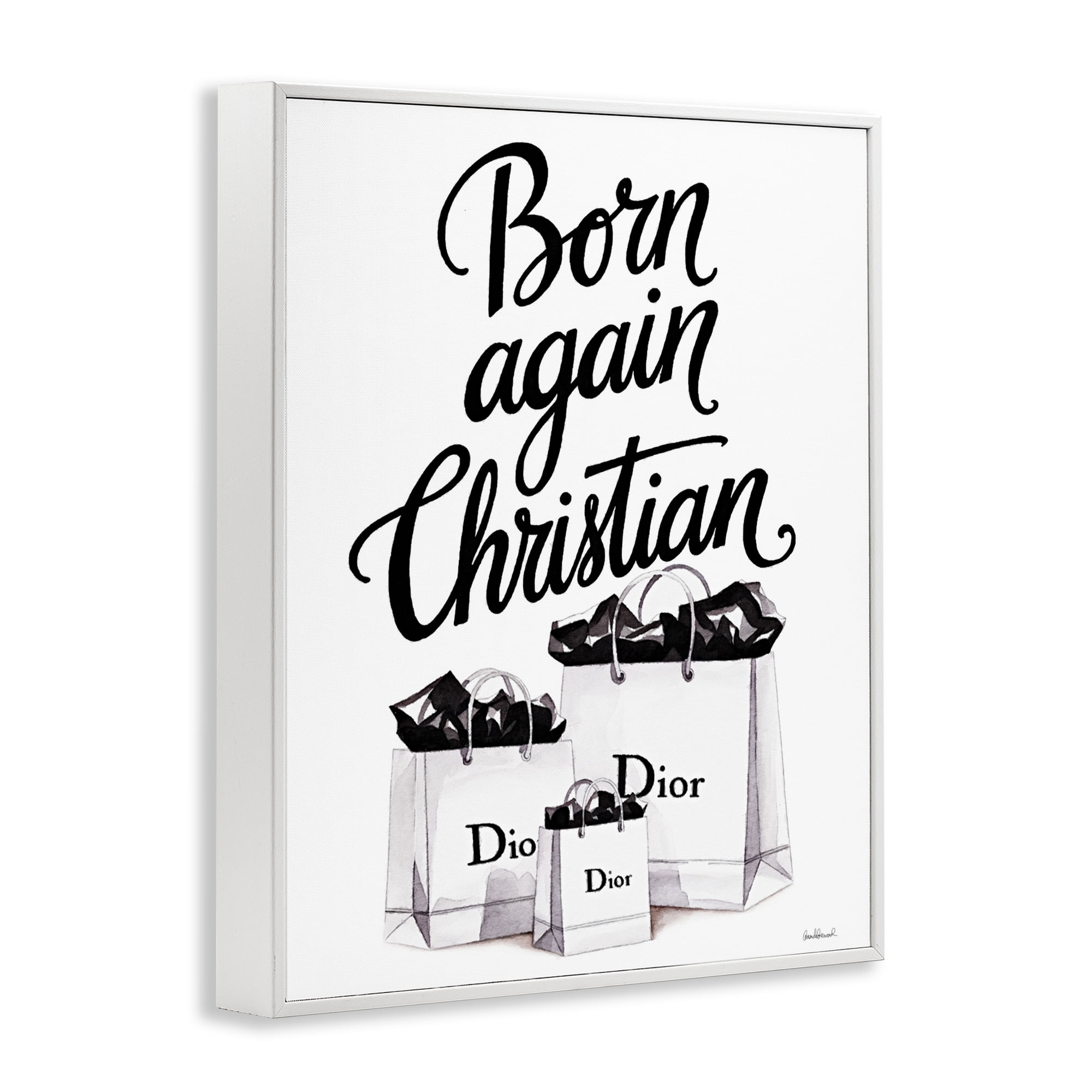 Christian & Shopping Bags White Framed Giclee Art, design by Amanda Greenwood