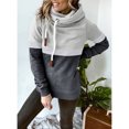 thumbnail image 4 of Sudaderas con Capucha para Mujer Sudadera con Capucha de Cuello Alto con Bloques de Color Puro Sudadera con Capucha Informal para Mujer para Otoño Invierno Gris Claro y Gris Oscuro L, 4 of 6