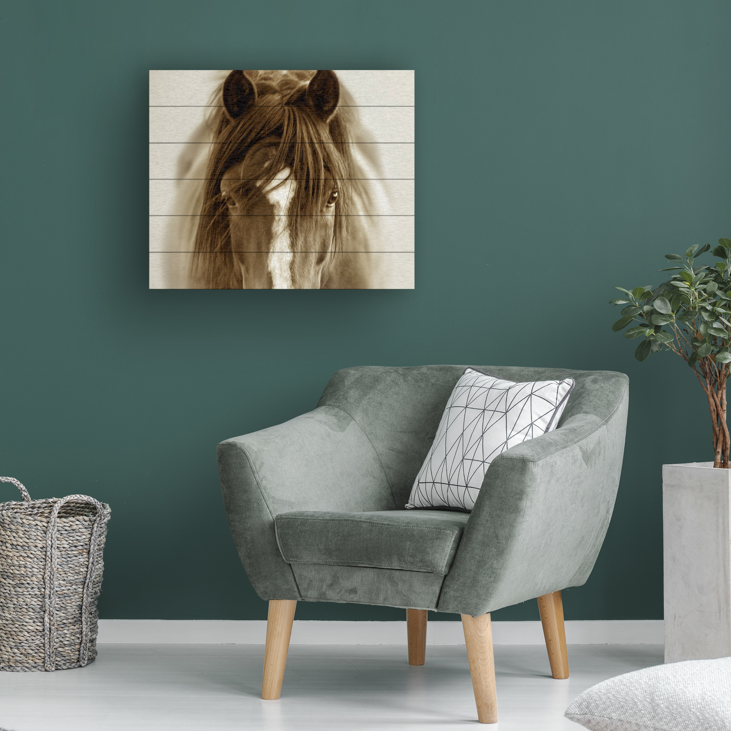 Lisa Dearing 'Ghost Horse' Wood Slat Art 18x22