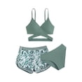 thumbnail image 2 of CCRFTGI Girls Swimsuits Size 7-8 Summer Sleeveless 3 Piece Beach Swimwear Swimsuits Swimming Clothes for Teen Girls Girls Bathing Suit Mint Green 7-8 Years, 2 of 3