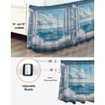 thumbnail image 3 of Coastal Bed Skirt King Size, Window Nautical Beach Blue Seaside Wrap Around Bed Skirting with Adjustable Elastic Strap, Dust Ruffle Pleated Bedskirts 16 Inch Drop for Bedroom King Beds, 3 of 9