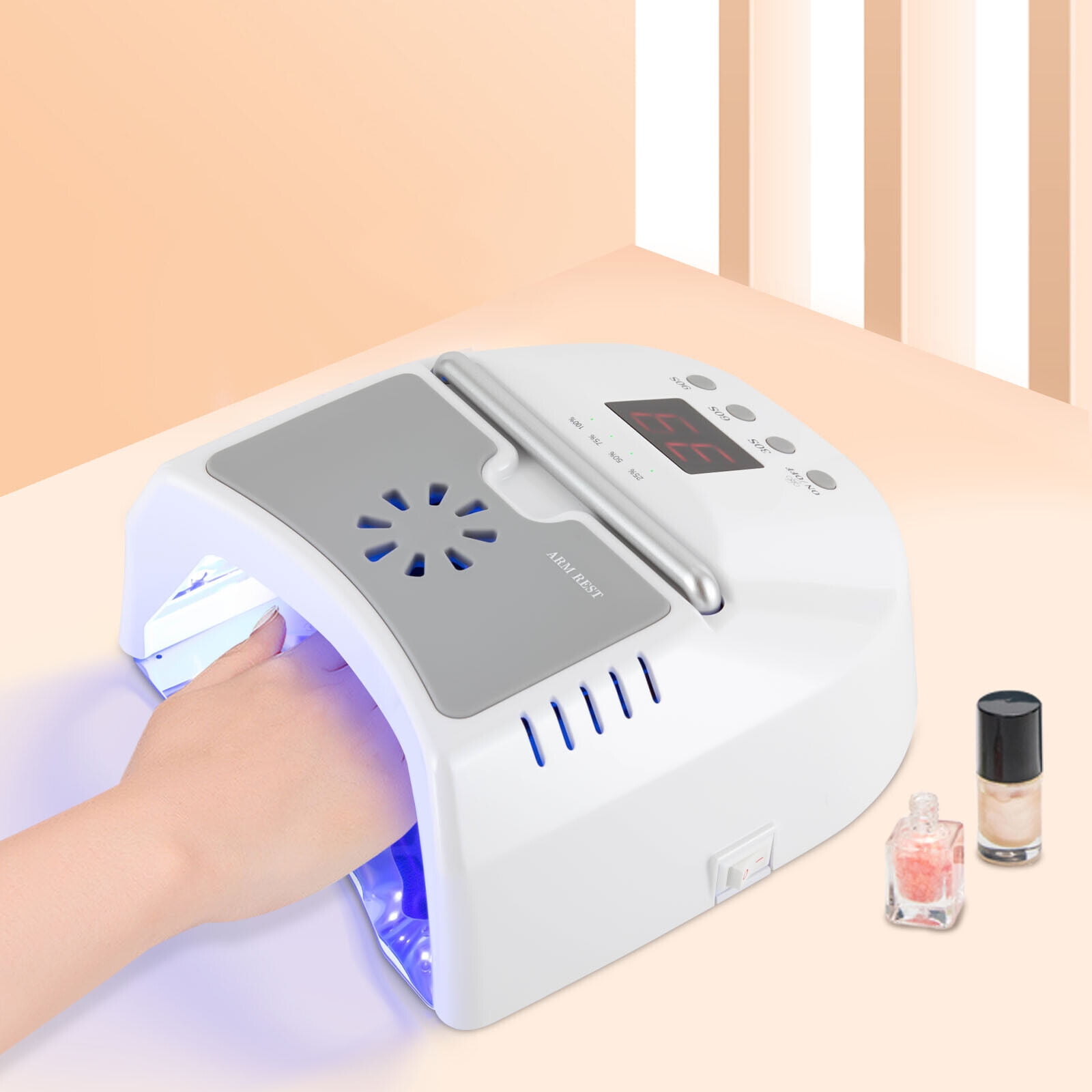 Miumaeov 72W UV LED Nail Lamp Rechargeable Cordless Nail Light Auto Sensor Gel Polish Nail Dryer Professional Portable Quick Dry Curing Lamp with Fan for Salon Home