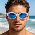thumbnail image 6 of Bomd Polarized Sports Sunglasses Mens,UV400 Protection Mirror Lenses Oval Frame Sun Glasses, Personality Fashion Sunnies Eyewear for Running Cycling Driving Fishing Outdoor Daily Wear Blue, 6 of 9