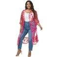 thumbnail image 2 of Women's Plus Size Kimono Floral Lace Cardigan Beach Cover Up Swimsuit, 2 of 7
