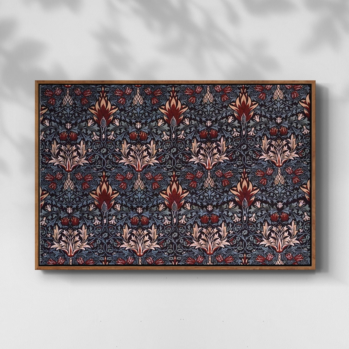 Vintage Abstract Print-LVII Framed in Walnut Wood Gallery Wrapped Canvas 27 in. x 41 in.