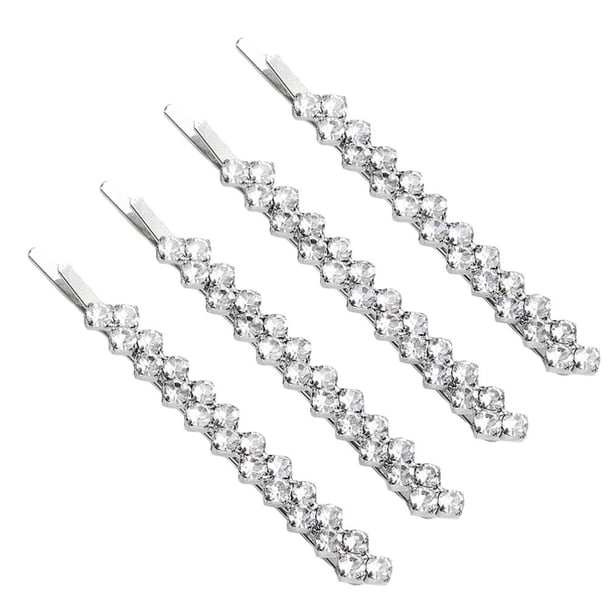 Par de pinzas para el cabello de cristal, pinzas para el cabello con diamantes de imitación brillantes, pinzas decorativas para el cabello para mujeres a la moda (diamantes de imitación AB) Ormromra CZMR-HY255-4