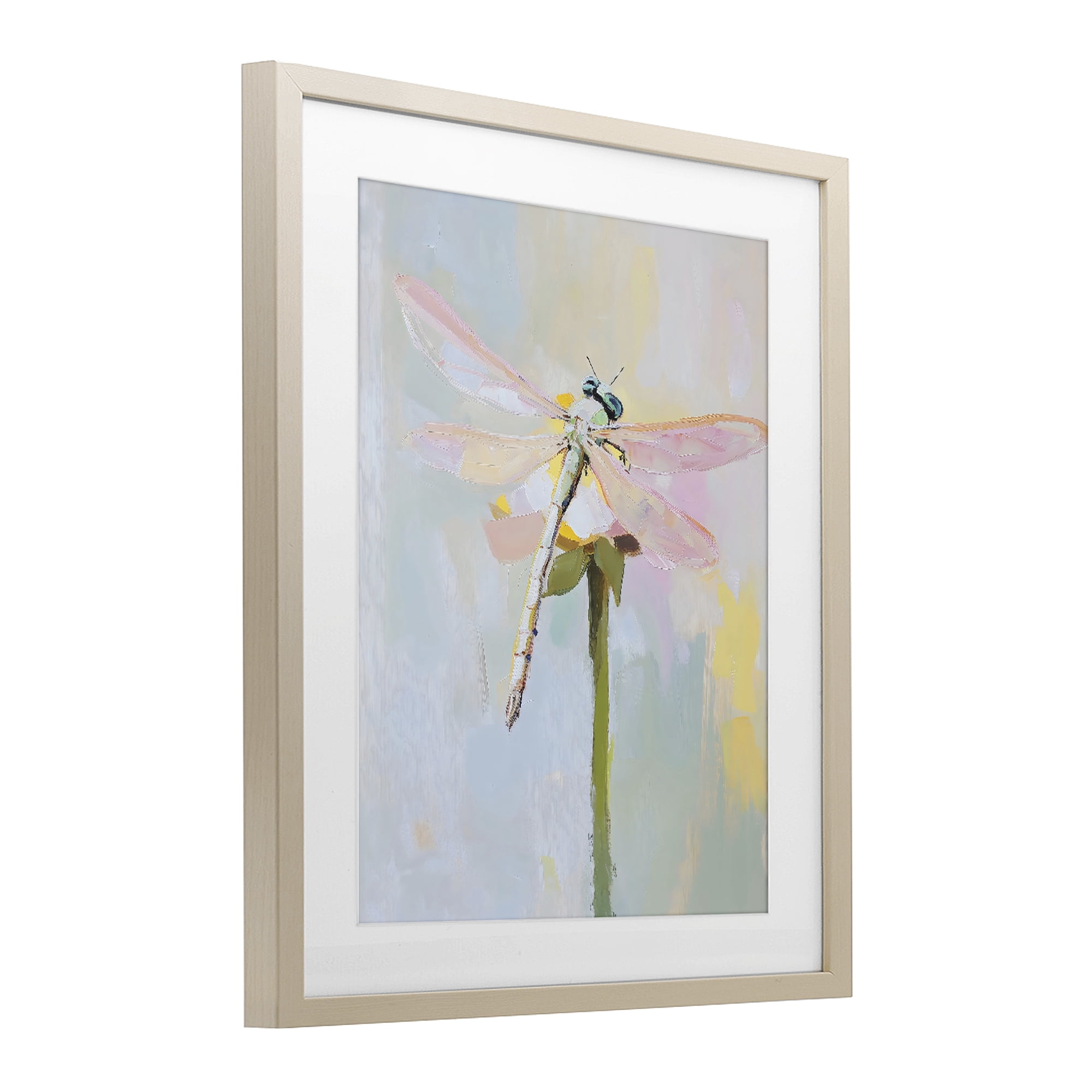 Stupell Industries Pastel Dragonfly Landing Birch Framed Print Under Glass, design by The Prints Vibe