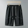 thumbnail image 2 of JUUYY Summer Shorts for Men Breathable Sports Shorts Loose Fit Casual Solid Half Pants Elastic Waist Drawstring Short Black#1 XXXXXL, 2 of 9