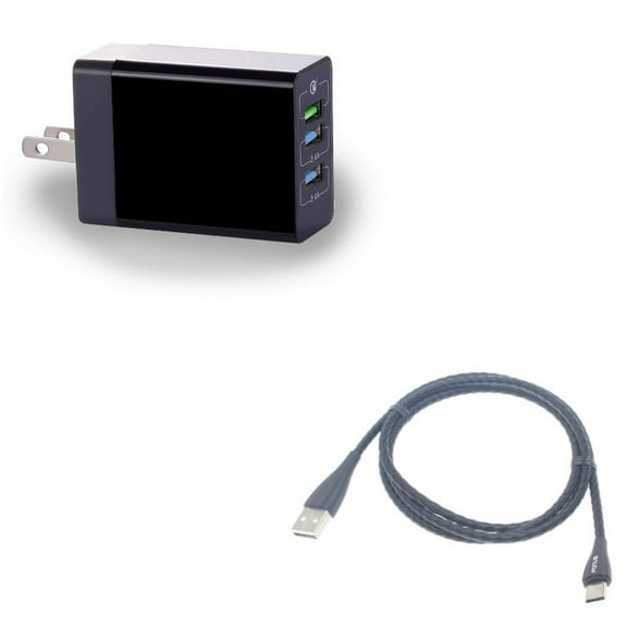 Type-C Metal USB Cable w 34W Home Charger M1V for RED Hydrogen One - Samsung Galaxy Tab S3 9.7 S9 Plus, S8  S8, S10e S10 Plus active 5G Note 9 8 A9 A50 - Sonim XP8 XP3 - Sony Xperia XZs XZ3