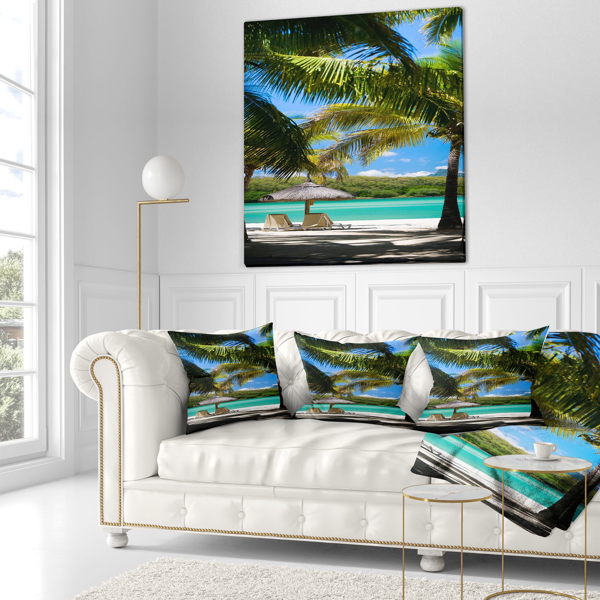 Designart Tropical Paradise - Beach Photography Throw Pillow - 18x18