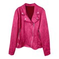 thumbnail image 5 of Women's Moto Jacket Zip Up Slim Fit Biker Coat with Button Detail Soft Casual Outerwear, 5 of 5