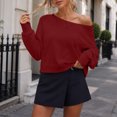 thumbnail image 6 of Hurxie Womens Oversized Sweatshirt Long Sleeve Off The Shoulder Pullover Casual Comfy Fall Outfits Wine,3XL, 6 of 7